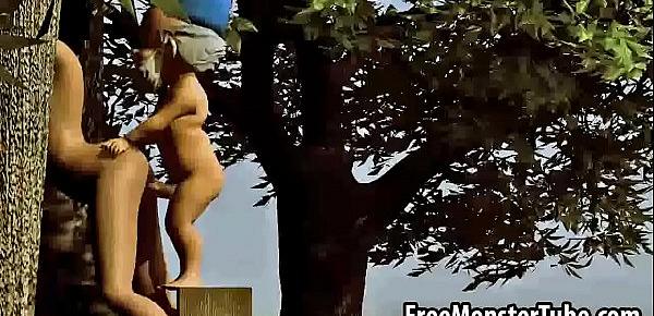 3D Snow White fucked outdoors by one of the dwarves